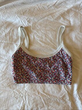 Aerie Floral Crop Tank Top with‎ Contrast Trim